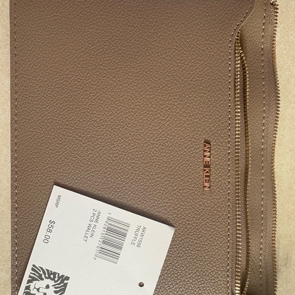 Anne Klein 2pc Taupe & Leopard print Wristlet with Gold Zipper - Picture 2 of 10